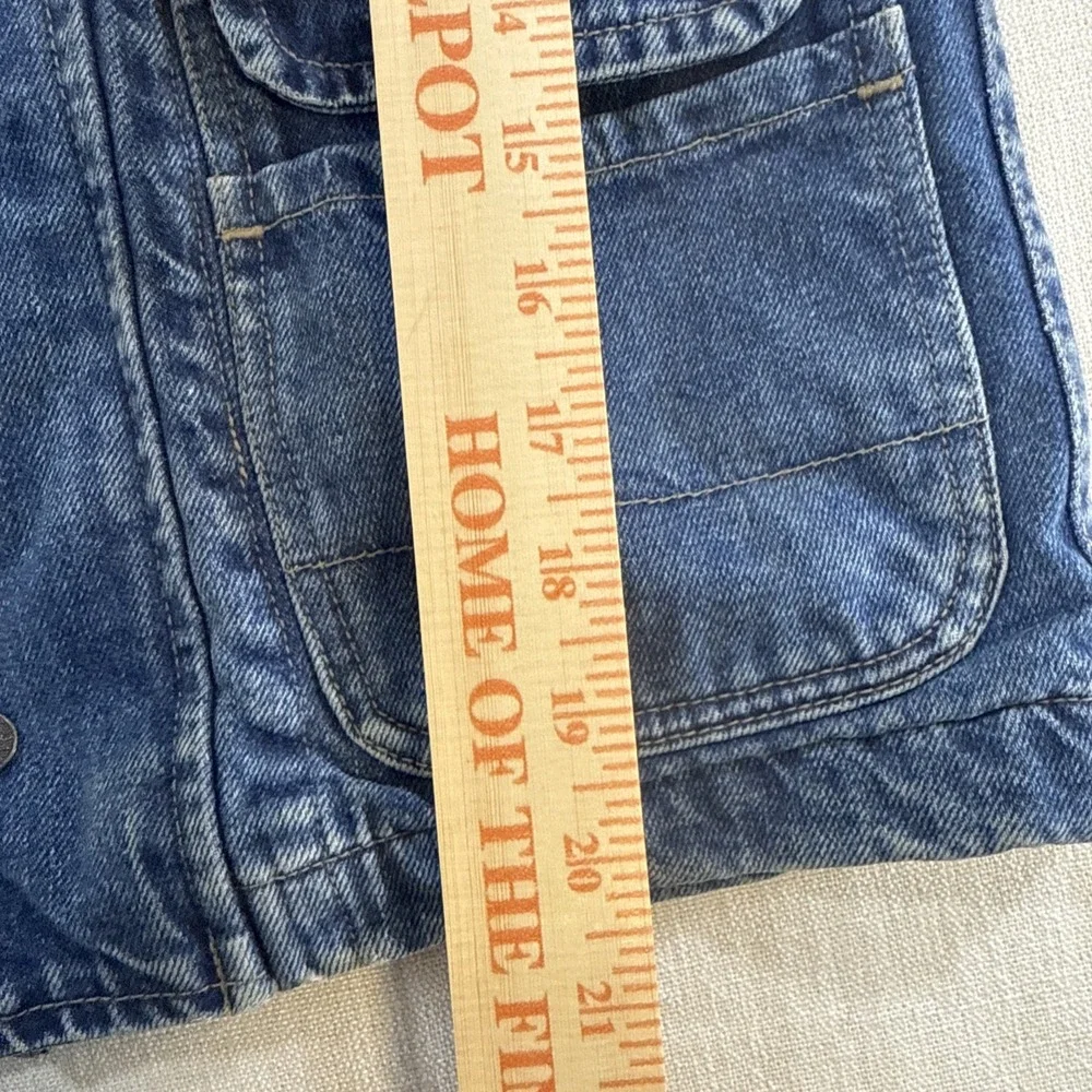 Vtg GAP Denim Jacket Kids XS Corduroy Collar Plaid Lined Chore‎ Barn Coat 90s